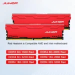 JUHOR RAM modules highlighting heat sink and branding