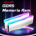 JUHOR DDR5 16GBx2 RGB RAM module close-up showing cooling fins