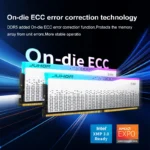 Detailed view of JUHOR DDR5 16GBx2 RGB desktop memory lighting