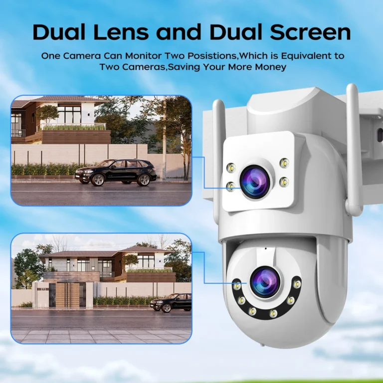 Jooan wifi PTZ camera showing dual lenses and waterproof design