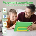 Kids tablet with included decorative stickers and accessories