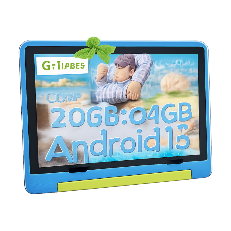 URAO 10 inch kids tablet with protective silicone case and Android 15 OS