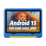 URAO 10 inch Kids Tablet with Android 15, 8GB RAM, 64GB storage, and protective case