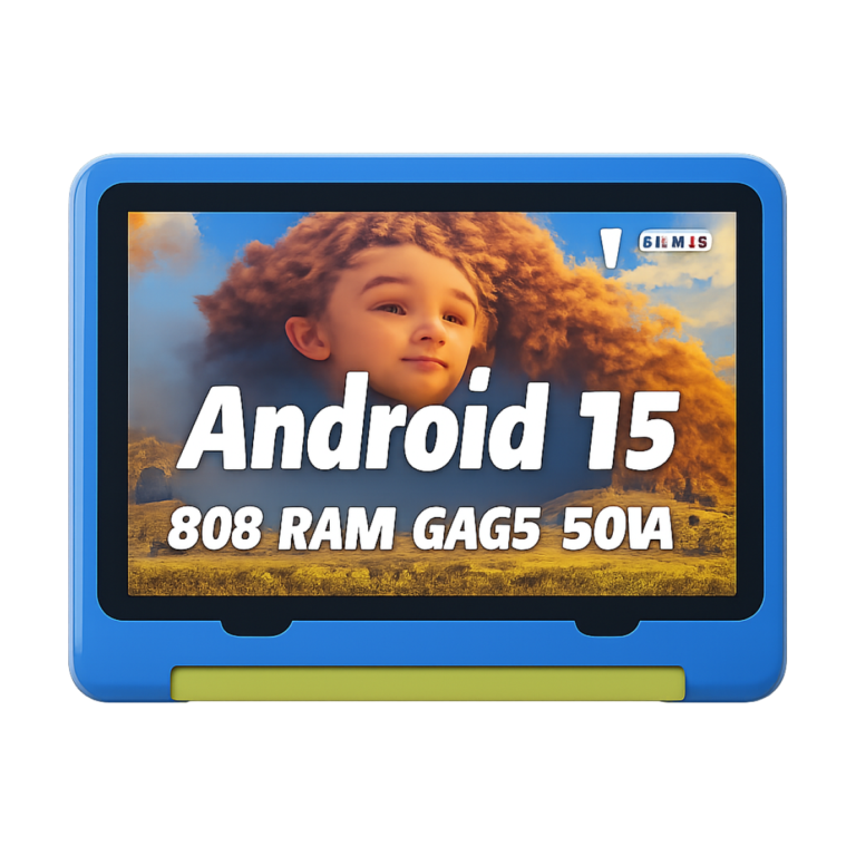 URAO 10 inch Kids Tablet with Android 15, 8GB RAM, 64GB storage, and protective case