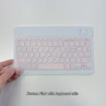 Close-up of keyboard keys with Korean and US QWERTY layout