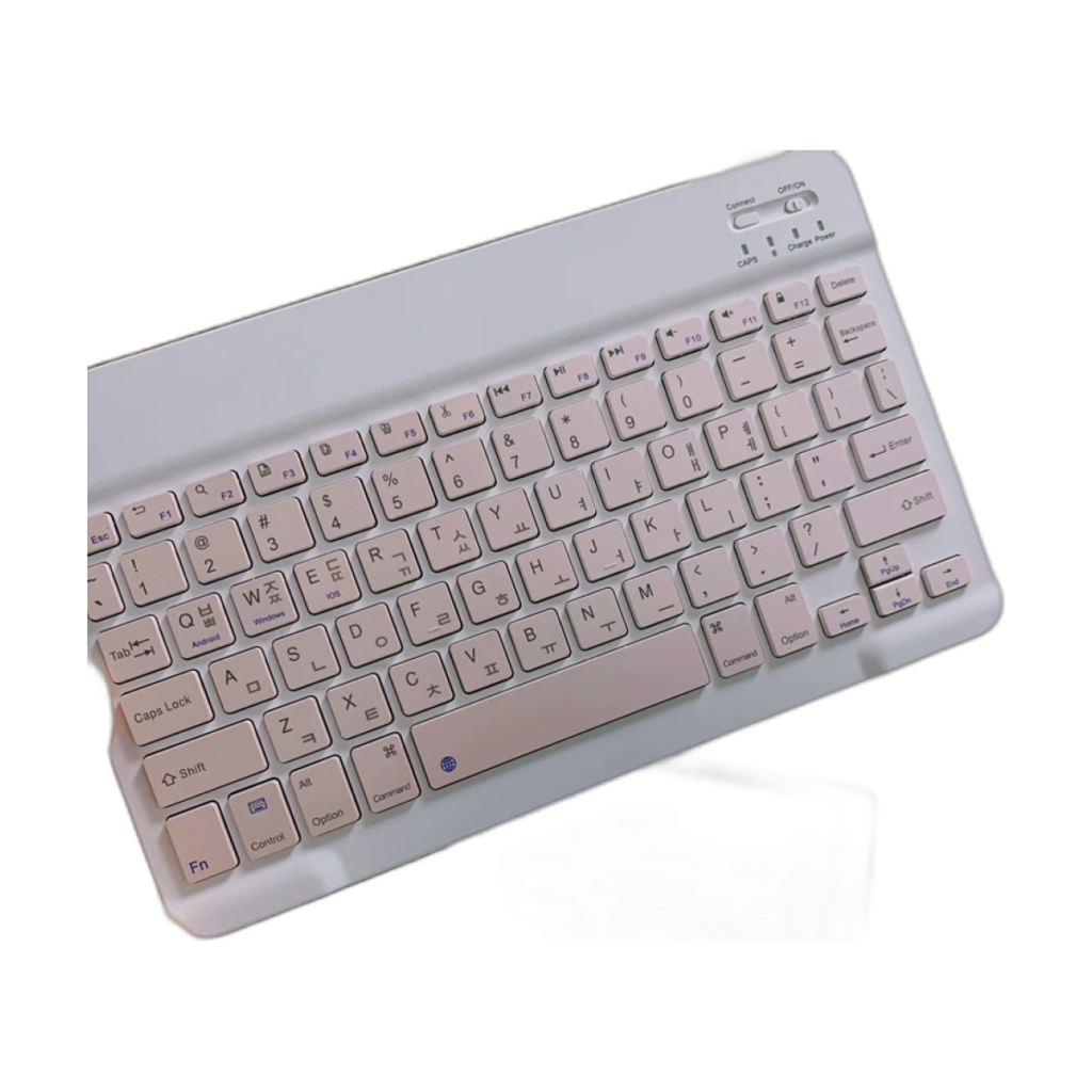 Ultra-slim Korean Bluetooth keyboard front view for iPad and iPhone