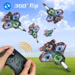 Black-blue L101 Mini Drone showing LED lights