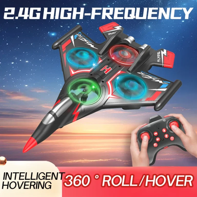 Large foam remote control stunt aircraft with colorful LED lights