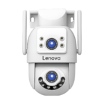 Lenovo 4K dual lens outdoor PTZ WiFi security camera in white