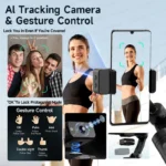 M03 gimbal control buttons and ergonomic grip close-up