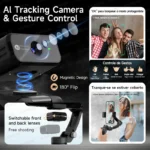 Smartphone mounted on M03 gimbal in vertical shooting mode