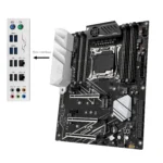 MACHINIST X99 MR9D motherboard angled view highlighting PCIe slots