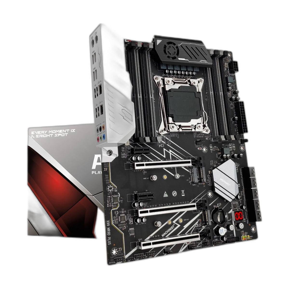 MACHINSIT X99 MR9D Motherboard LGA 2011-3 Support Xeon Intel 2667 2699 V3V4 Full Range CPU processor DDR4 Memory ATX NVME M.2-bg-clean MACHINIST X99 MR9D motherboard front view with LGA2011-3 socket