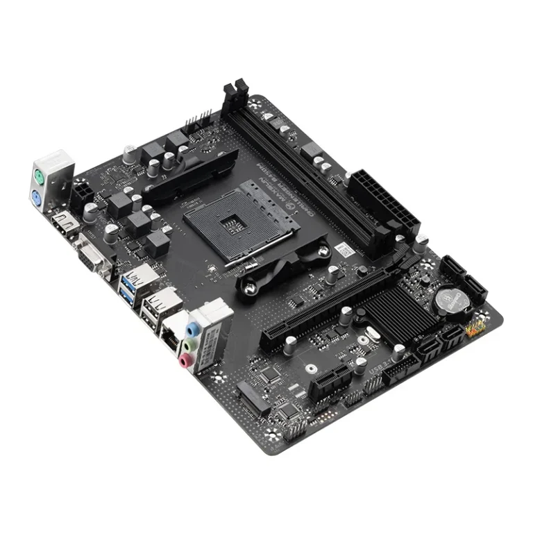 MAXSUN B450M motherboard rear I/O ports close-up