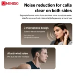 MINISO MS105 earbuds showing silicone soft tips