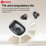 MINISO MS105 earbuds with touch control interface visible