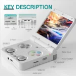 MIYOO FLIP V2 handheld console with screen protector and case