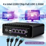 Close-up of MNBOXCONET mini PC dual display outputs and connectivity