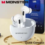 Side view of MONSTER TWS earbuds highlighting semi-open earcups