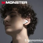 MONSTER TWS earbuds displayed for sports use with secure fit