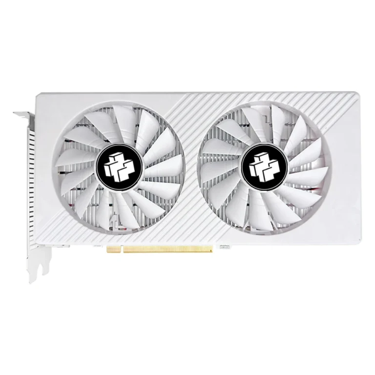 Side angle of MOUGOL AMD Radeon RX580 8GB graphics card with cooling fans