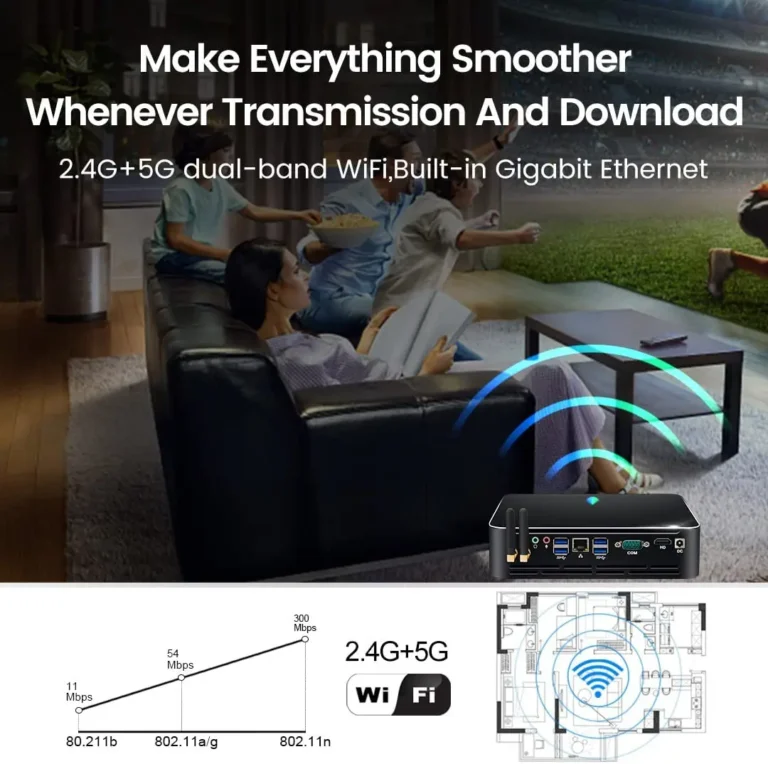 Front view of MSECORE Intel Core i7 Mini PC with USB and HDMI ports