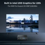 Close-up of USB and video output ports on MQ8 Mini PC