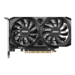 MSI GeForce RTX 3050 VENTUS 2X 6G OC graphics card angled on white background