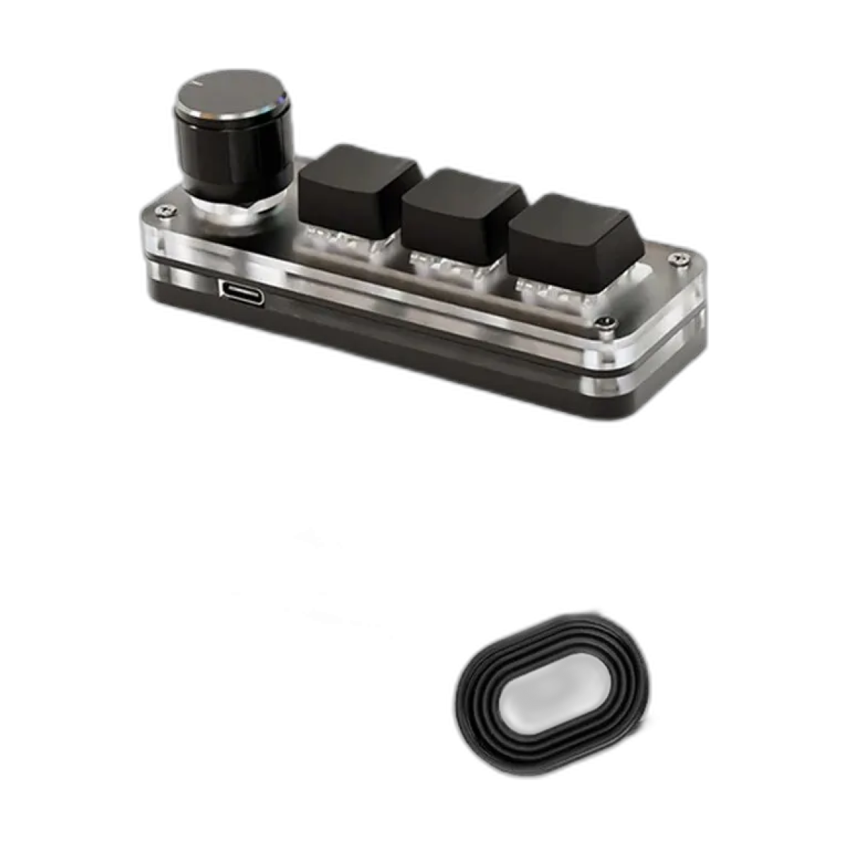 Macro Mechanical Keyboard RGB Mini Gaming Custom Programming Knob Keypads 3 Keys For Photoshop-bg-clean Mini macro mechanical keyboard with RGB lighting and 3 Photoshop keys