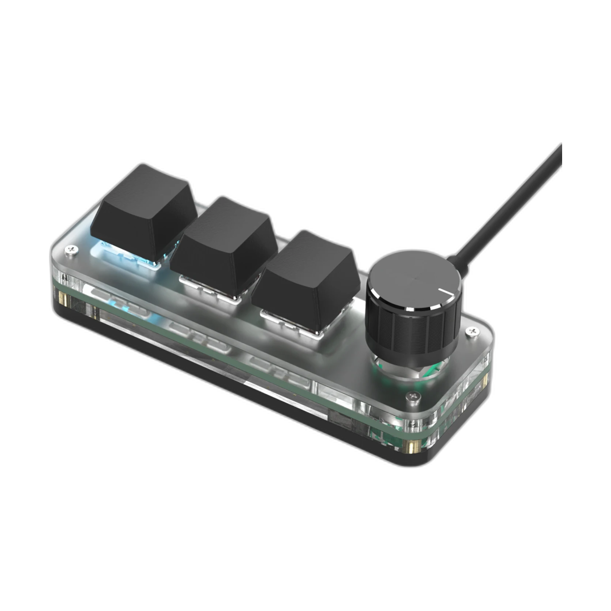 Macropad Macro Programming Keyboard RGB Mini Hot Swap Gaming Custom Knob Keypads Red Switch 3 Keys Knob For Photoshop Multimedia-bg-clean RGB macropad with 3 hot-swappable red switches and custom knob for multimedia and Photoshop