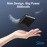 Side view of slim magnetic wireless charger power bank