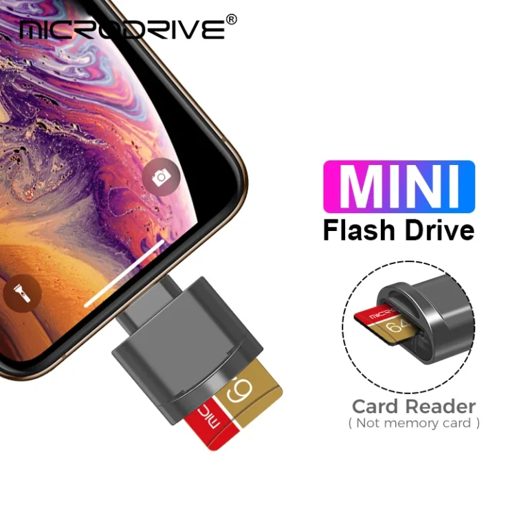 Compact TF card reader adapter compatible with iOS devices