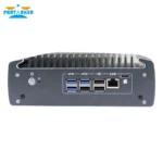 Top view of compact fanless firewall mini computer with multiple expansion slots