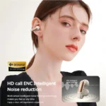 Close-up of Monster AC601 earclip earphones showing controls