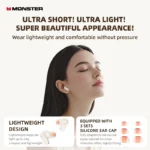 Monster AIRSTAR M300 wireless earbuds angled view