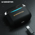 Side view of Monster GT06 TWS earbuds with control buttons