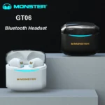 Monster GT06 gaming earbuds showing semi-open earcups