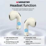 Monster N-Lite 208 wireless headphones with volume control and microphone