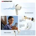 Close-up of Monster N-Lite 208 earphones showing waterproof design