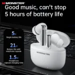 Side view of Monster GT23 Bluetooth 5.3 wireless earphones