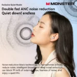 Close-up of Monster ANC wireless sport earbuds with silicone pads