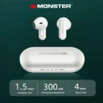 Monster XKT25 earbuds showing charging case and earbuds