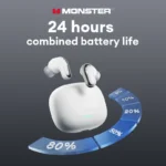 Monster MQT52 TWS earbuds highlighting touch control features