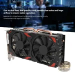 Side angle of RX580 8GB GDDR5 graphics card showing cooling fans