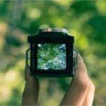 Back view of Retro CCD Dual Reflex Camera with screen