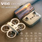 Foldable V66 Mini Drone showing propeller guards