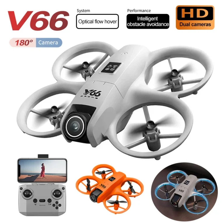 V66 Mini Drone with 4K camera and colorful LED lights