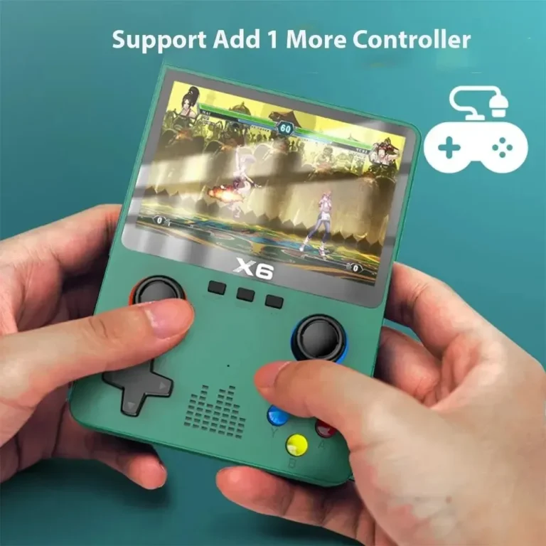 X6 handheld game player showing dual joystick controls