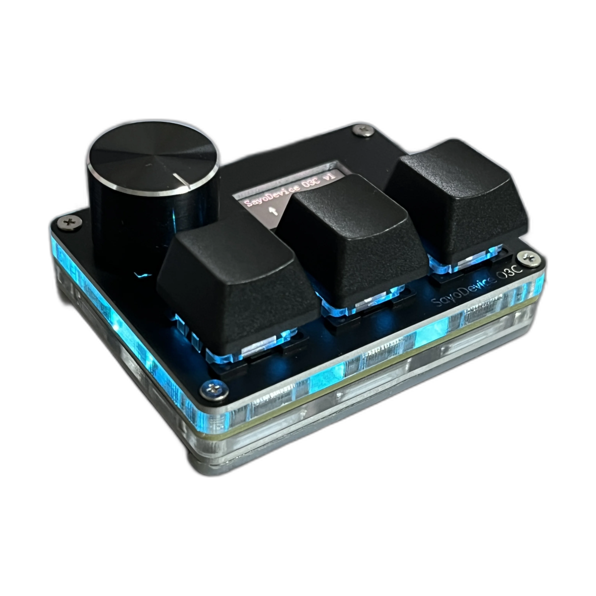 O3C SayoDevice OSU O3C Rapid Trigger Hall Switches Magnetic Pink Switches Keyboard With Knob Screen Copy Paste Shotcut-bg-clean O3C Sayodevice mini mechanical keyboard with pink magnetic switches and knob