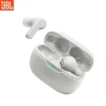 JBL Wave Beam TWS earbuds with charging case on white background